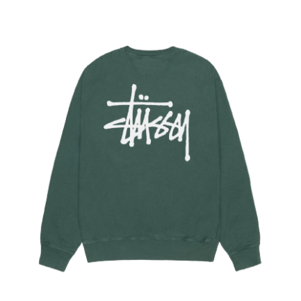 BASIC STÜSSY CREW PIGMENT DYED GREEN