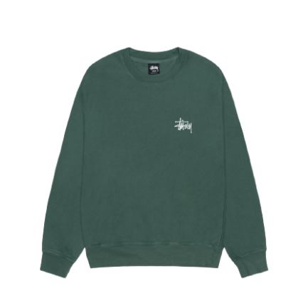 BASIC STÜSSY CREW PIGMENT DYED GREEN