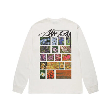 FLOWER GRID PIGMENT DYED LS SWEATSHIRT WHITE