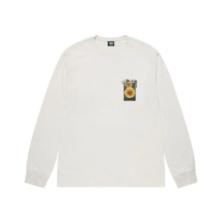 FLOWER GRID PIGMENT DYED LS SWEATSHIRT WHITE