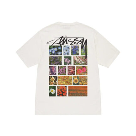 FLOWER GRID PIGMENT DYED TEE WHITE