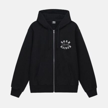 STÜSSY & BORN X RAISED LOGO ZIP HOODIE